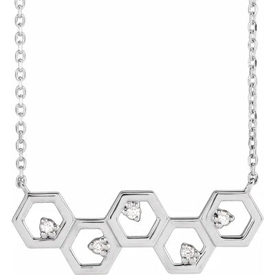Diamond Honeycomb Necklace in 14K White Gold from Jewels of St Leon Online Gold Jewellery Australia