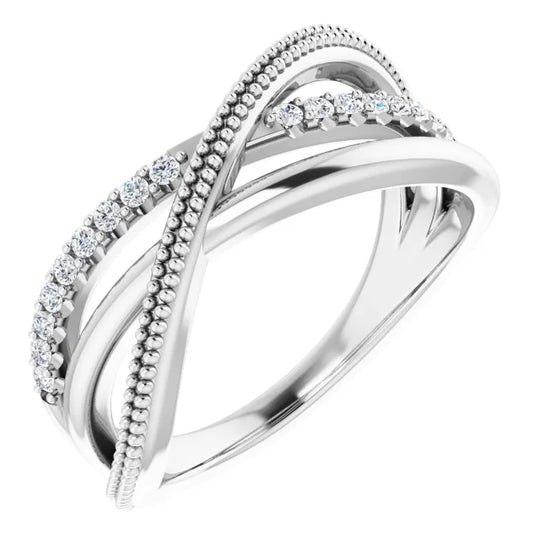 Lab-Grown Diamond Criss-Cross White Gold Ring