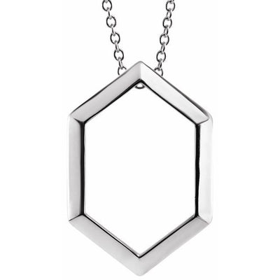 Hexagon Fashion 40-45cm Necklace in 14K white gold. Available in Australia from online Jewellery store Jewels of St Leon.