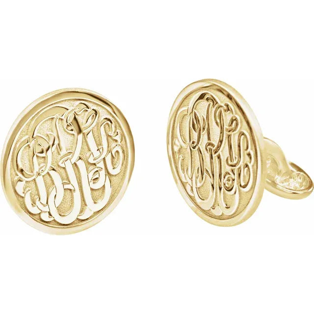 14K Yellow Gold-Plated Sterling Silver 3-Letter Monogram Cufflinks