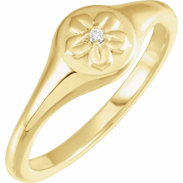 Natural Diamond Accented Floral Ring in 14K Gold Rings
