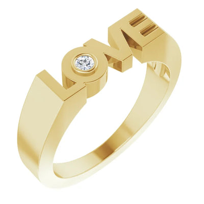 Natural Diamond Accented LOVE Gold Ring
