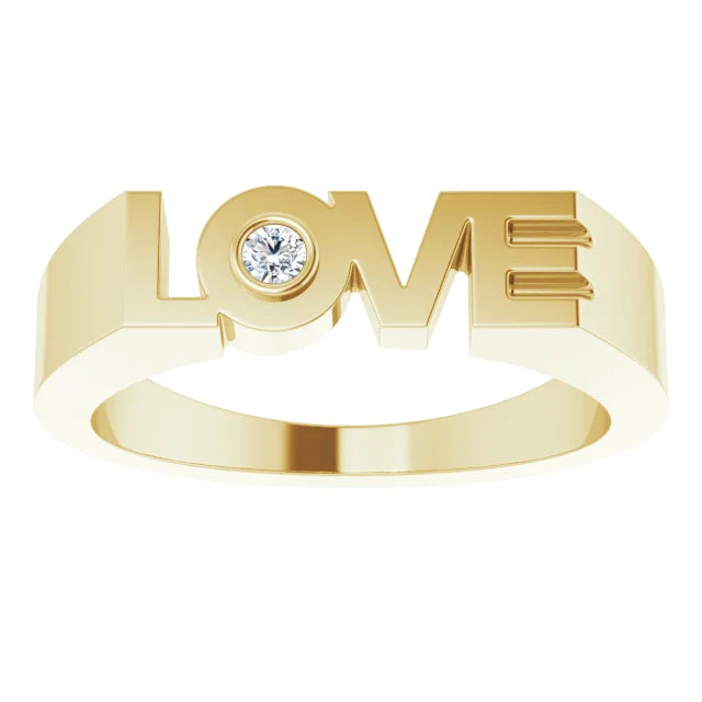 Natural Diamond Accented LOVE Gold Ring
