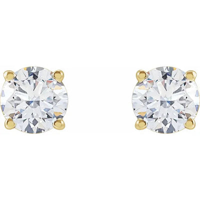 Front view of 1/2CTW Lab-Grown Solitaire Diamond Earrings, crafted from 14K Yellow Gold. From Jewels of St Leon Australia, Online Jewellery Store. Free Shipping on all Jewellery.