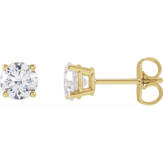 14kt Yellow Gold 1/2CTW Lab-Grown Diamond Solitaire Earrings.