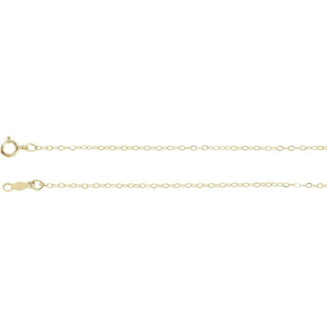 14K Yellow Gold 1mm Flat Cable Chain 40cm-60cm (16-24in)