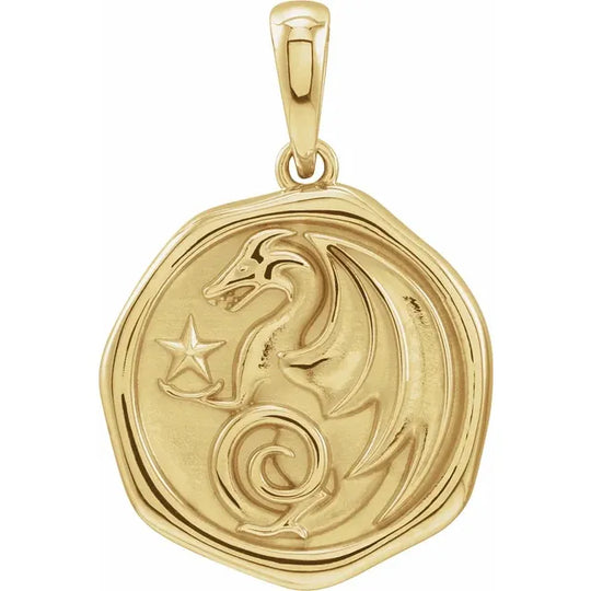 Dragon Spirit Animal Pendant in 14kt Yellow Gold
