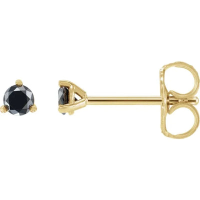 0.33CTW Black Diamond Stud Earrings in 14K Yellow Gold, a stunning addition to the 302 Fine Jewellery Essentials Collection. These exquisite ladies' earrings are perfect for any occasion, whether a formal event or a night out with friends.  Crafted from 14K yellow gold, these cocktail-style earrings feature two 3.5mm natural black diamonds, each weighing 0.165 carats. Shop at Jewels of St Leon.