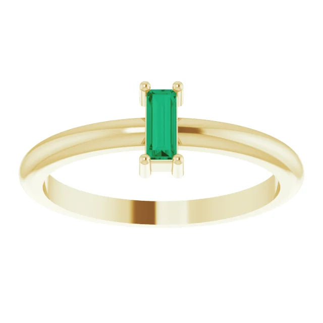 Gold Lab-Created Emerald Stackable Ring
