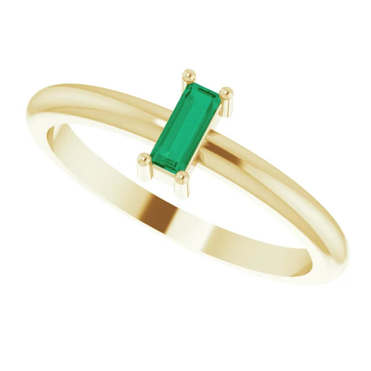 Created Emerald Stackable Ring in 14kt Yellow Gold