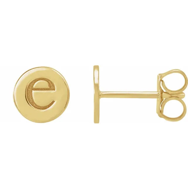 Personalised Initial Stud Earrings, size 6.25mm in 14K yellow Gold. These personalised stud earrings are a great gift idea. From Jewels of St Leon Australia Online Jewellery Store.