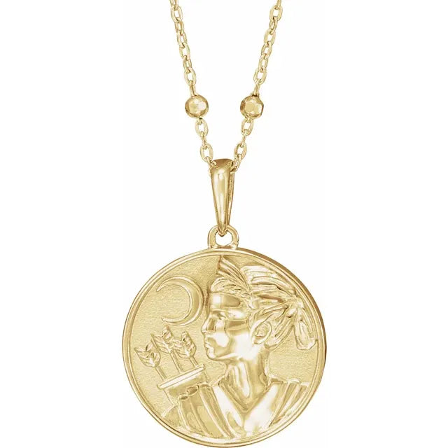 Artemis Coin 45cm Necklace in 14K Yellow Gold - Unleash your Inner Goddess