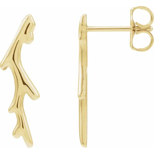 14K Gold Branch Ear Climbers