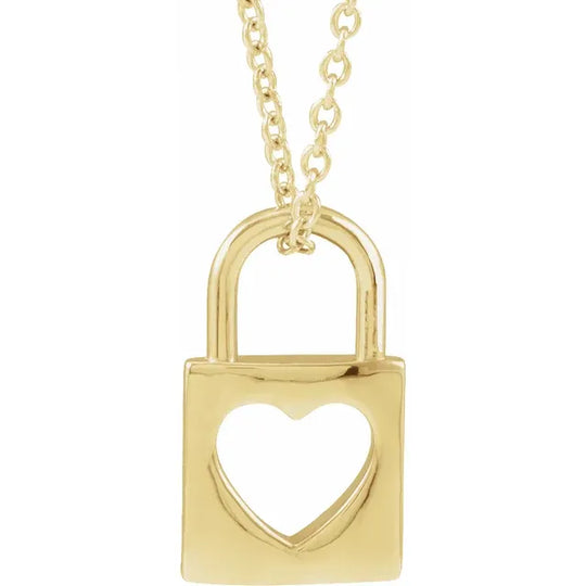 Lock with Heart Necklace in 14K Gold