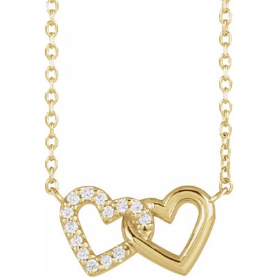 Diamond Double Interlocking Heart Gold Necklace. Available from Jewels of St Leon Australia Online Jewellery Store.