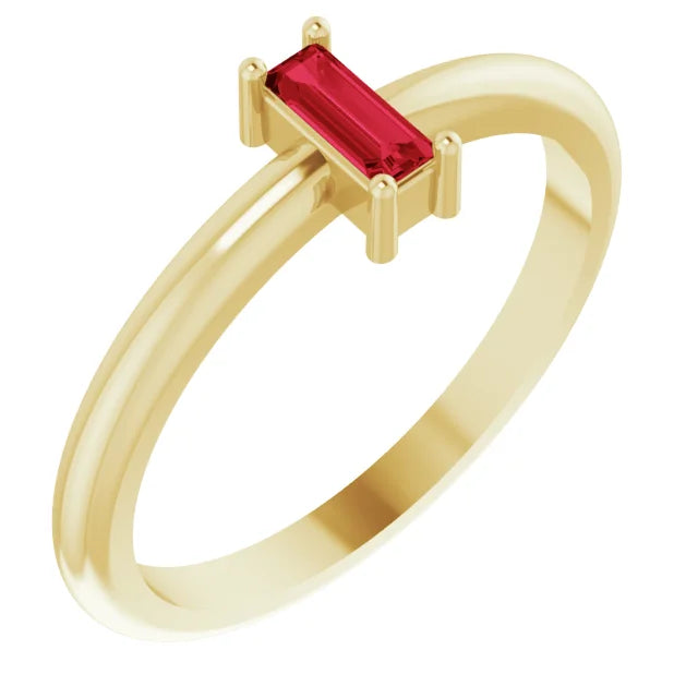 Lab-Created Ruby Stackable Ring 14K Yellow Gold