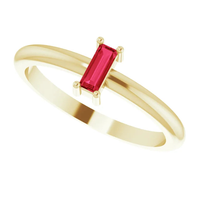 Lab-Created Ruby Stackable Ring 14K Yellow Gold
