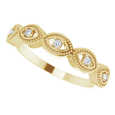 Natural Diamond 14K Yellow Gold Evil Eye Stackable Ring