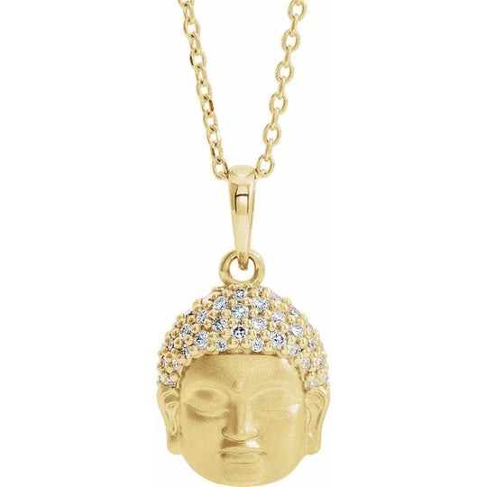 14kt Yellow Gold 40-45cm Diamond Buddha Necklace.