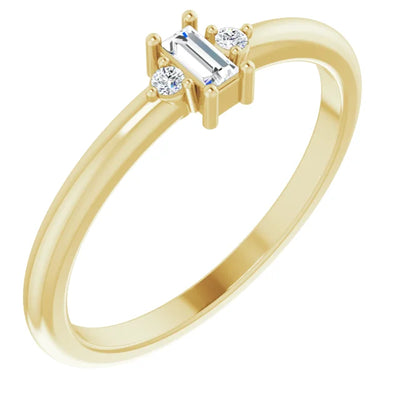 Petite Diamond Stackable Gold Ring. Set with 3 diamonds in 14K yellow Gold available from Jewels of St Leon Australia Online Jewellery Store.