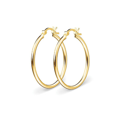 20mm 14ct Gold Plated Sterling Silver Hoop Earrings – 2mm thick.