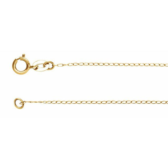 14K Yellow Gold 1mm Solid Baby Curb Chain 40cm (16in)
