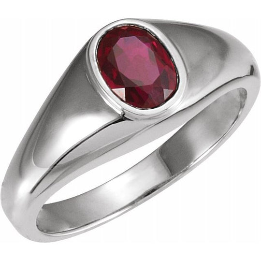 8x6mm Garnet Silver Ring