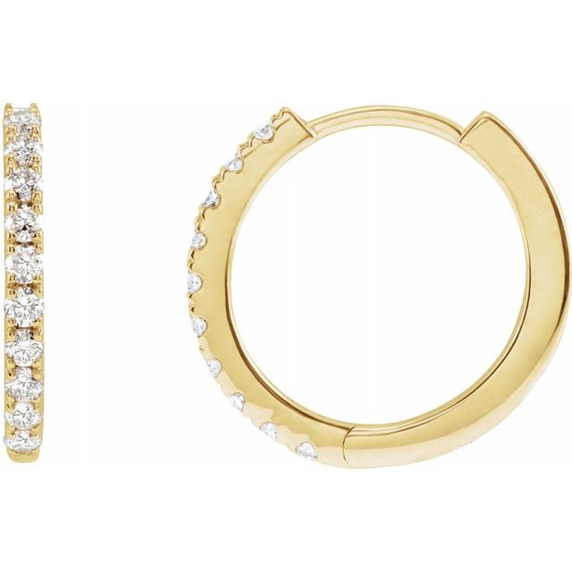 14K Gold Lab-Grown Diamond 14mm Huggie Earrings