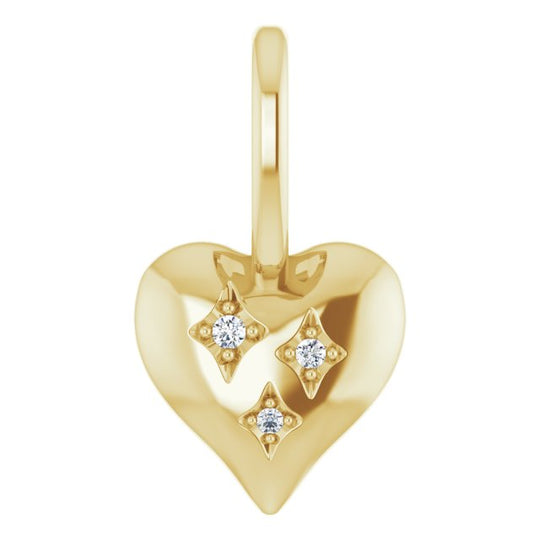 Puffy Heart Diamond Accent Charm Pendant in 14kt Yellow Gold