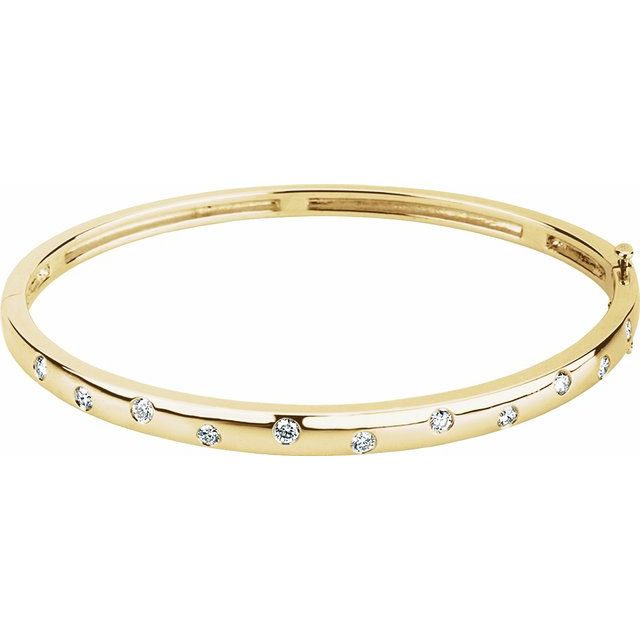 Shine Bright with Our Stunning 0.50CTW Diamond Bangle in Luxurious 14K Gold.
