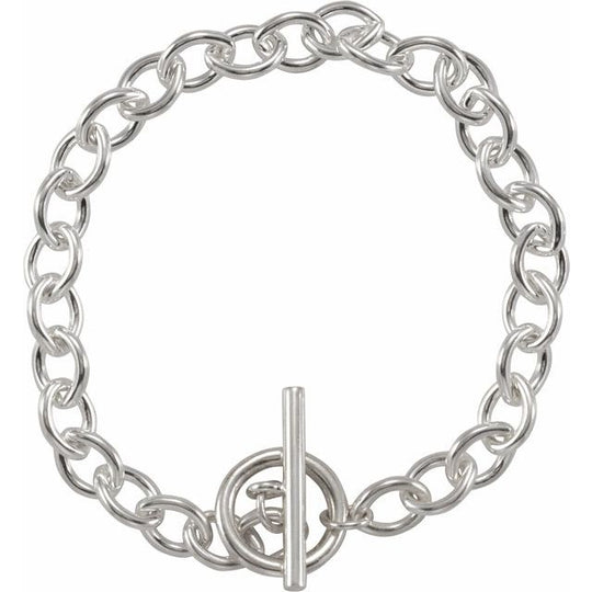 Sterling Silver 8in 7mm Charm Bracelet.