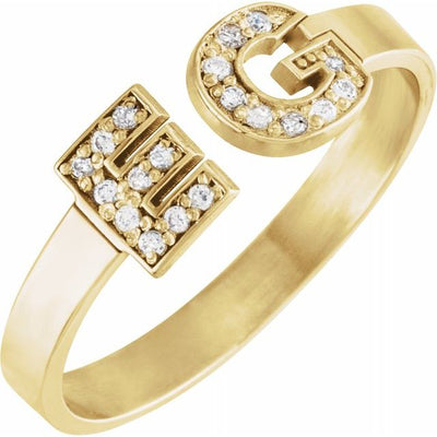 14K Gold-Plated Sterling Silver Personalised Diamond Initial Ring