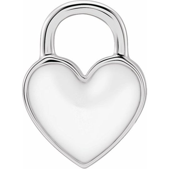 11.5x8.7mm Sterling Silver White Enamelled Heart Charm Pendant