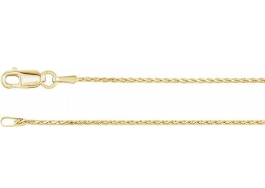 14K Yellow Gold 1.05mm Diamond-Cut Wheat Chain