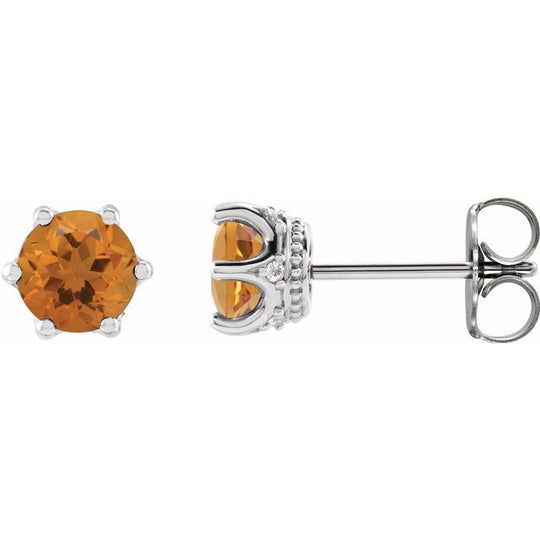 Citrine & Diamond Sterling Silver Earrings