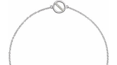 Circle with Diamond Sterling Silver Bracelet