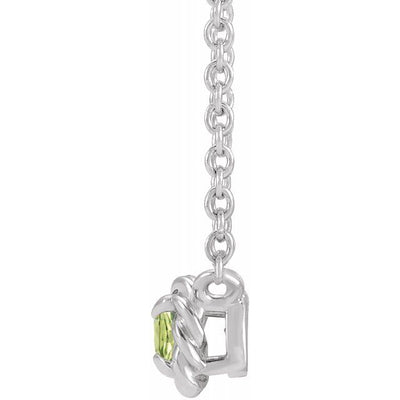 Sterling Silver 5mm Round Peridot Necklace