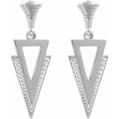 Sterling Silver Triangle Shaped Dangle Earrings