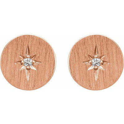 Rose Gold Celestial Starburst Earrings with Diamond