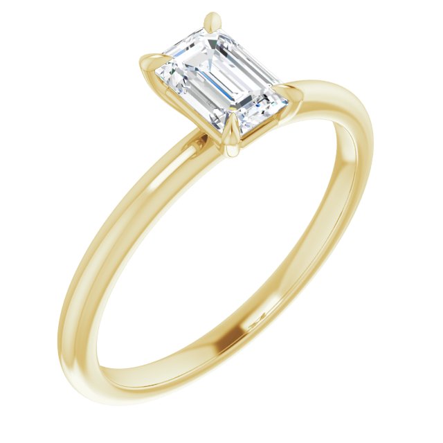 Yellow Gold Classic Solitaire Emerald-Cut Diamond Engagement Ring by Jewels of St Leon Jewellery Australia