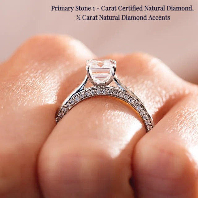 1.50TDW Certified Natural Diamond Bridal Set in 14K White Gold.