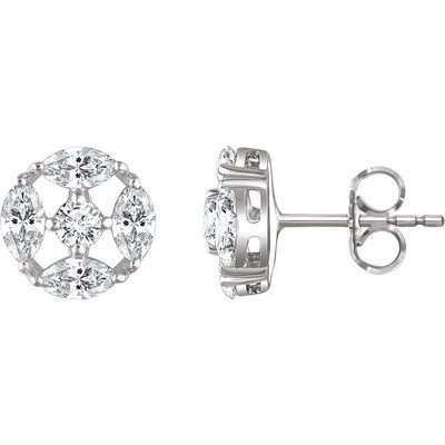 Diamond Simulant Cubic Zirconia Sterling Silver Stud Earrings