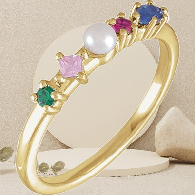 Pearl & Multi-Gemstone Gold Ring
