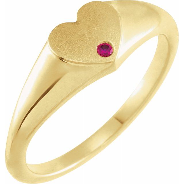 14K Gold Natural Ruby Signet Ring
