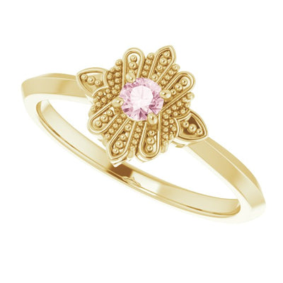10K Gold Morganite Pink CZ Passion Ring