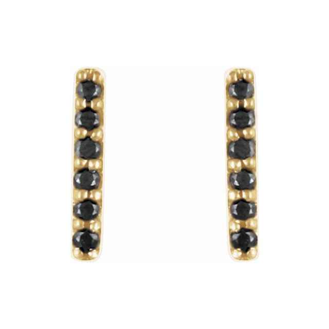 Black Diamond Gold Bar Stud Earrings. Features a total of 12 diamonds and crafted from 14K yellow gold. Available from Online Jewellery Store Jewels of St Leon Australia.