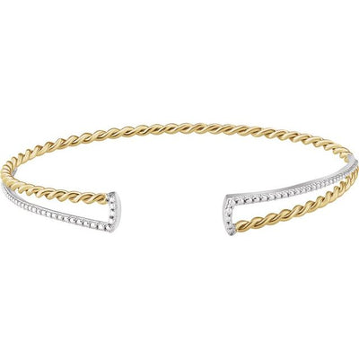 14K Gold Two Tone Twisted Rope Cuff