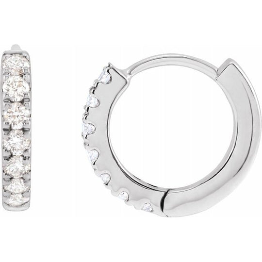 10mm Lab-Grown Diamond Huggie Earrings in 14K White Gold
