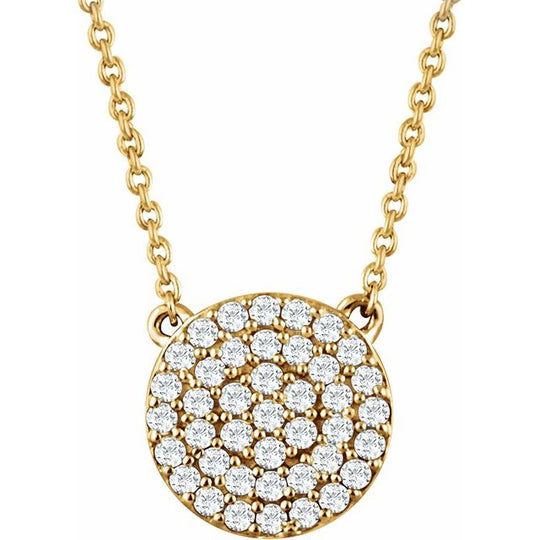 14kt Yellow Gold 40-45cm 0.33CTW Diamond Cluster Necklace.