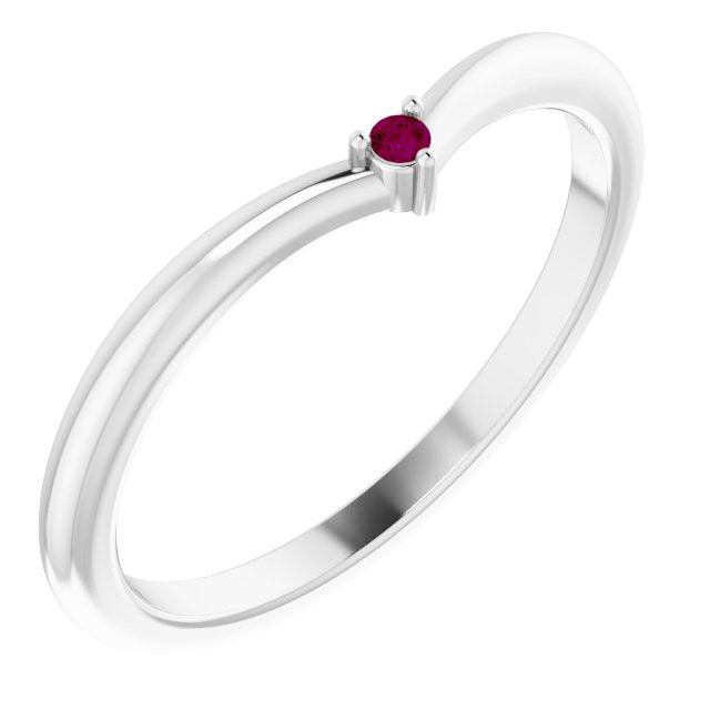 Solitaire Garnet 14K White Gold Stackable